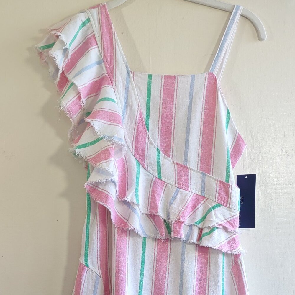 Habitual Girl's Striped Linen Dress Size 14  Euro Summer Special Occasion - Picture 6 of 10